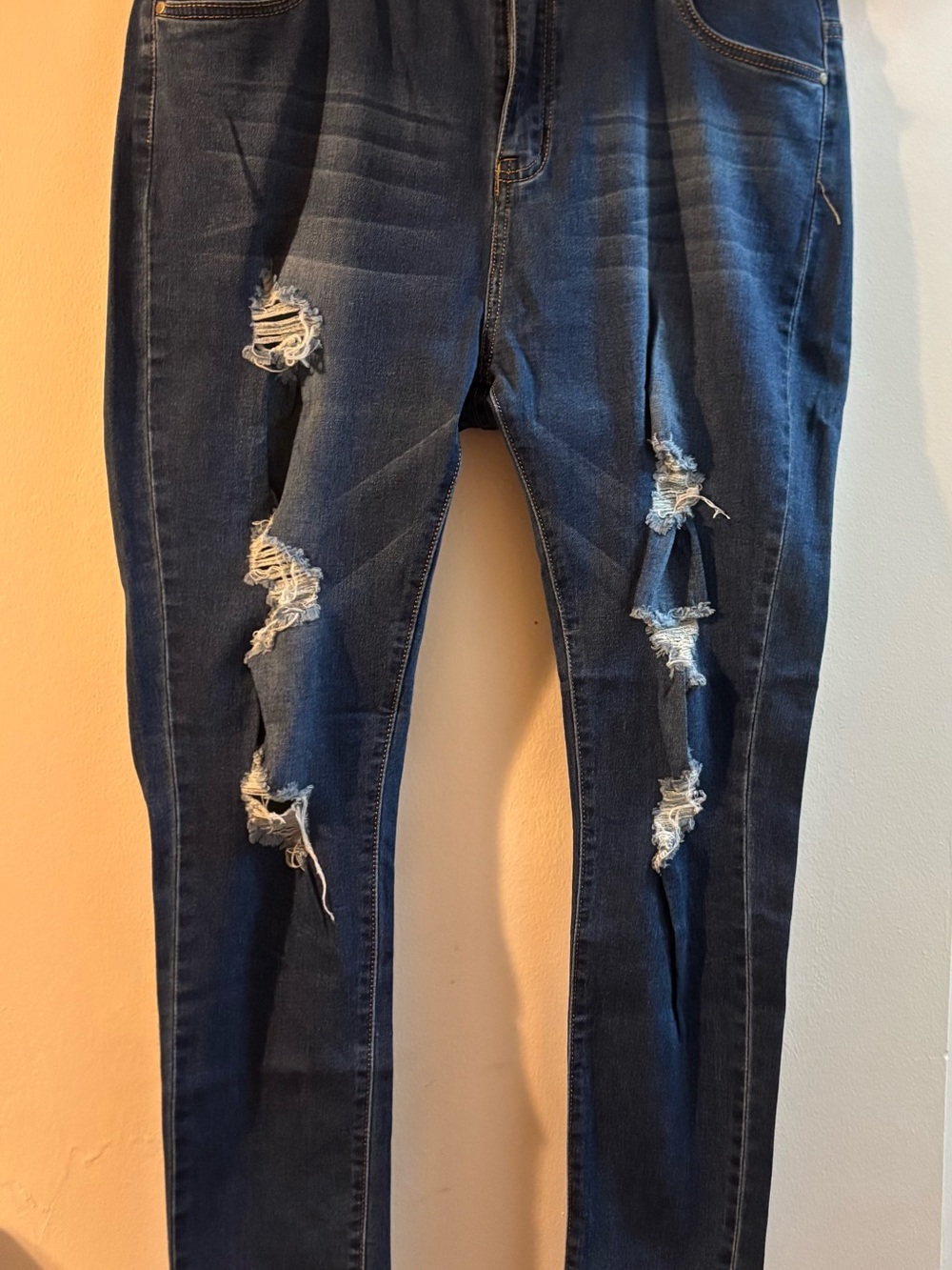 Prestige denim Dark Blue Distressed Skinny Jeans